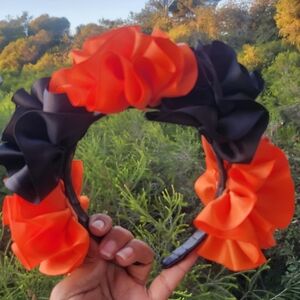 Orange and Black Ruffled Hairband